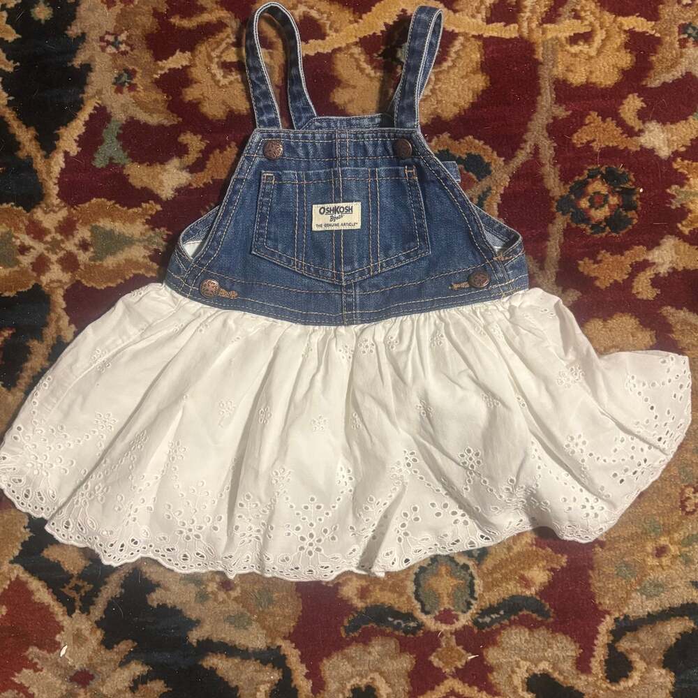 OshKosh B'gosh Babys Denim & White Eyelet Overall Dress